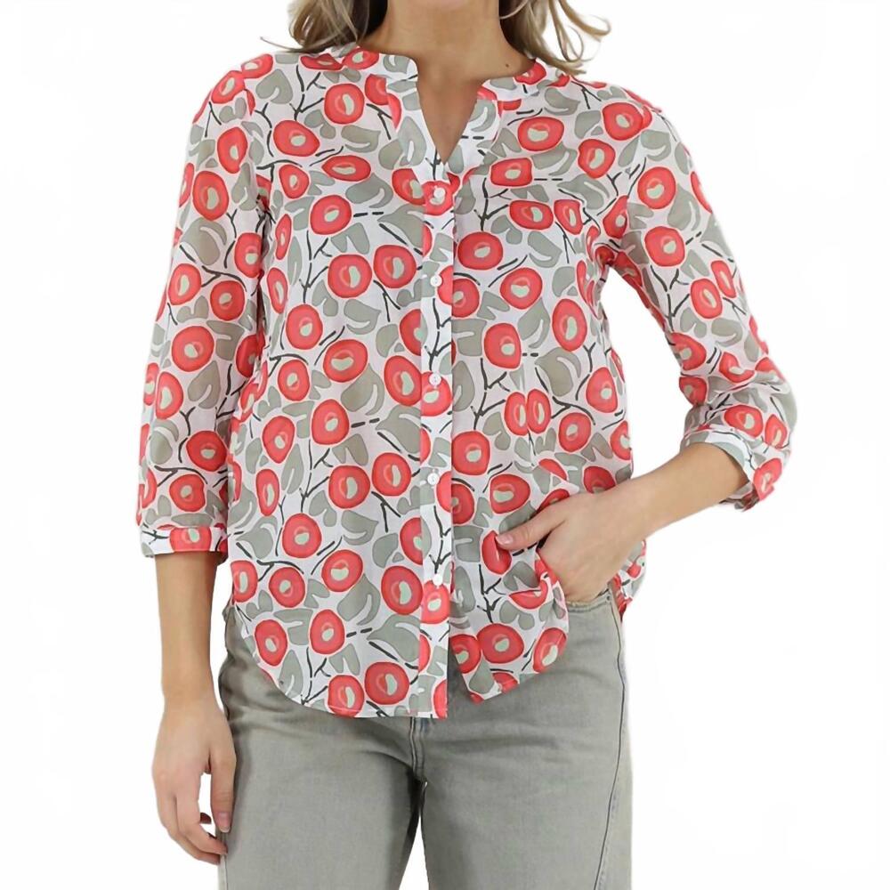 NEW CAMICETTASNOB v-neck mandarin collar top in grey multi